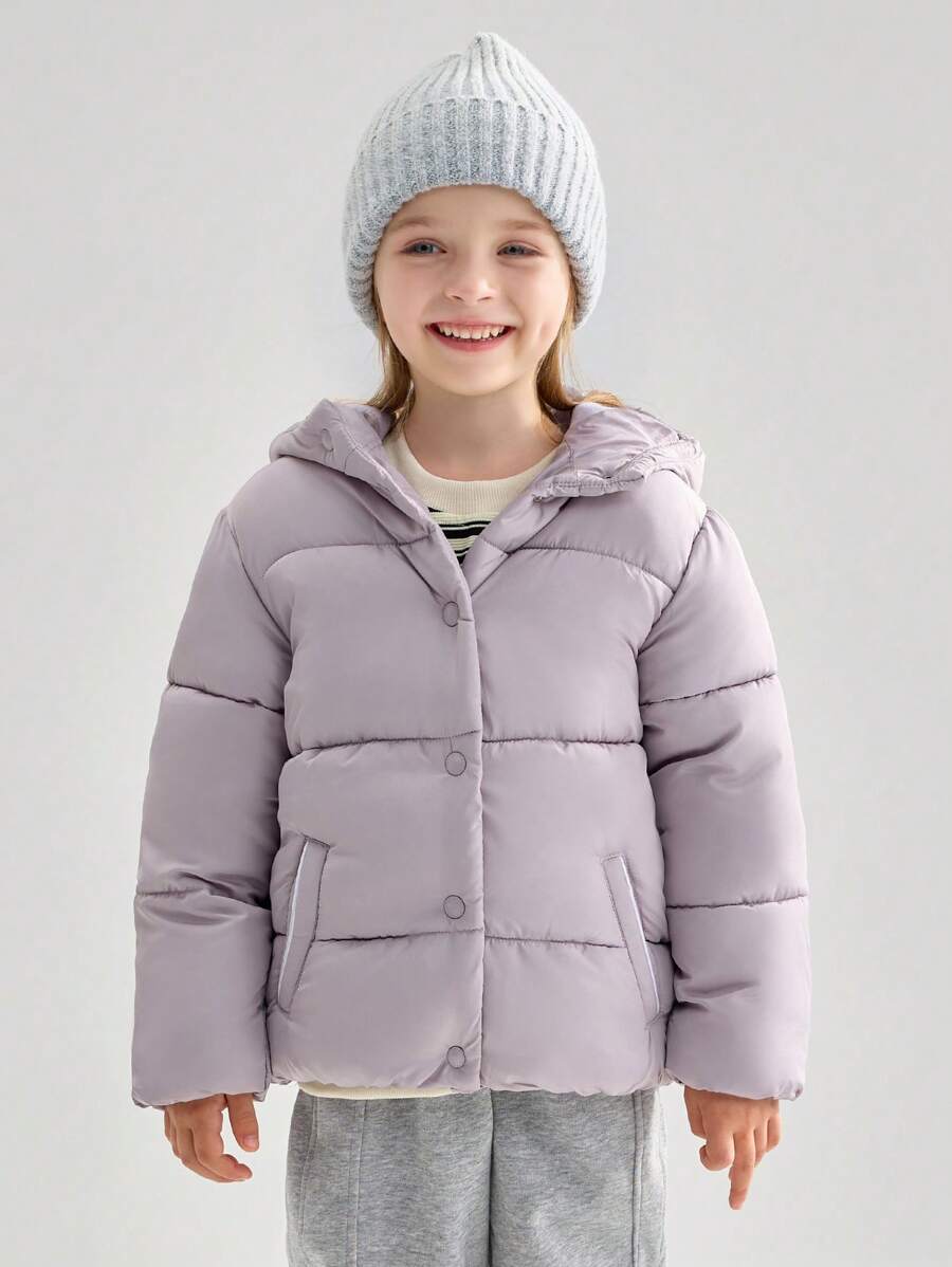SOLOCOTE 年轻女孩夹棉外套，防水防风材质，保暖内衬，配有可拆卸保暖内衬兜帽和侧袋，保暖性好 - 淡紫色 - 查看 1