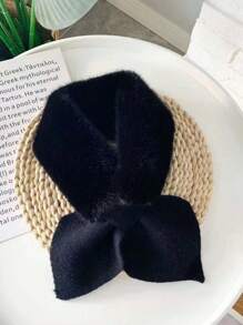 1pc Solid Color Fluffy Thick Warm Windproof Cozy Soft Gentle Simplified Charming Casual Versatile Neck Warmer Suitable For Women Autumn Winter Daily Use