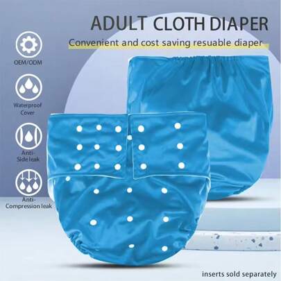 2pcs/Set Adult Cloth Diapers, Including 1pc Adjustable Washable Reusable Waterproof Adult Cloth Diaper And 1pc Replaceable Reusable Diaper Pad, Suitable For Incontinence And Disabled People