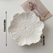 1pc Vintage Embossed Sweet Dessert Bowl, Japanese Style Solid Color Lotus Leaf Bowl, Ceramic Breakfast Bowl Set Christmas Gift,School Supplies