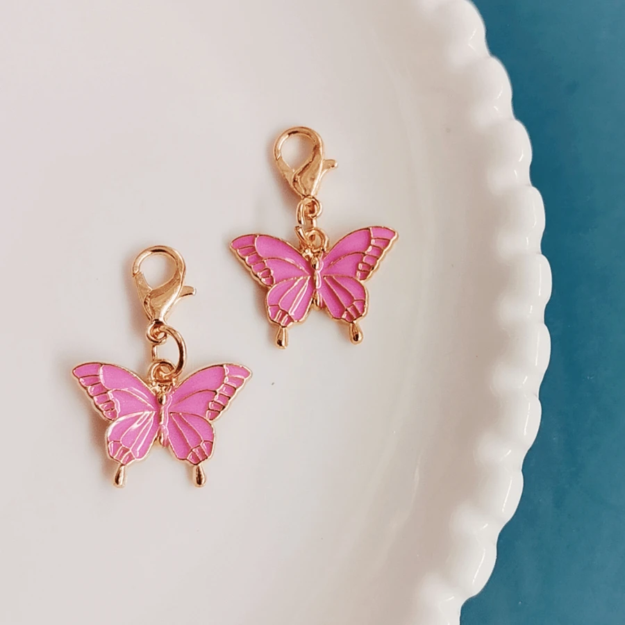 1 件金属粉色蝴蝶扣拉链饰物钥匙扣适用于休闲包装饰小礼物蝴蝶钥匙扣礼物送给女士的礼物