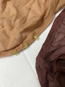 1set (1pc Modal Hijab + 1pack Hijab Clips) Plain Soft Detailed Stitched Headscarf - Multicolor - View 10