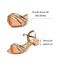 Sandália Feminina Salto Bloco Médio Confortável Saltinho