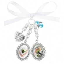 1pc Wedding Bouquet Photo Charm Bridal Bouquet Photo Charms For Wedding Memory Bow Pearl Charm Heart Style Pendant Wedding Party Decorations