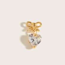 1 peça brinco minimalista de aço titânio com laço em forma de coração e strass para uso diário dia dos namorados