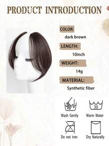 2pcs Middle-Part Bangs Hair Extensions Black Hair Clip In Forehead Hair Extensions Synthetic Natural Invisible Seamless French Side Bangs Hairpieces - Dark Brown - View 3