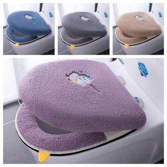 2 piezas Tapa de asiento de inodoro universal con tapa, Almohadilla de asiento de inodoro de uso común en las cuatro estaciones, Juego de alfombra de baño Decoración de otoño