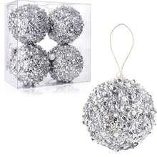 4 piezas Adornos de bolas de Navidad a prueba de roturas, fáciles de instalar, para agregar un ambiente festivo, adecuados para bodas, compromisos (8cm), Navidad - Multicolor - Ver 12