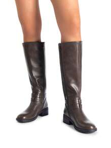 Women'S Black Knee High Motorcycle Riding Winter Boots - Cà phê nâu - Xem 8