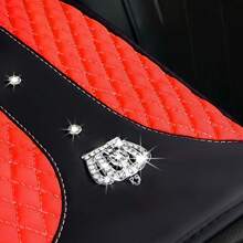 4pcs Shiny Rhinestone Crown Design Steering Wheel Cover, Armrest Pad, Shoulder Pads