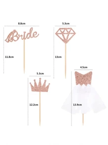 1 Peça Brilhante "Noiva a Ser" Véu de Tule Coroa com Coração de Diamante Enfeite de Bolo de Casamento, Adequado para Chá de Panela, Casamento, Festa, Decoração de Sobremesa de Feriado, Decoração de Bolo de Aniversário