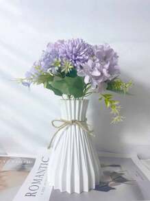 White Sturdy Plastic Vase & Artificial Flower Set, Suitable For Dining Room, Living Room, Balcony, Cafe, Bedroom, Study Decor, Party Decor, Valentine's Day Gift Gifts Birthday Graduation