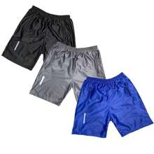 Kit 3 Men's Reflective Bermuda Shorts Sports Shorts For Running And Gym - Xám - Xem 2