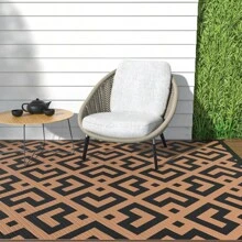 Outdoor Rugs 4x6ft/5x8ft Waterproof, Reversible Mats, Outdoor Area Rug, Plastic Outside Carpet, Eeometric Rv Mat For Patio Camping Rv Picnic Backyard Deck Balcony Porch Beach,Garden Decoration - Khaki - View 9