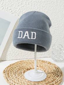 1pc Unisex Thick "MOM DAD" 3D Embroidered Outdoor Sports Skiing Letter Casual Street Acrylic Knit Beanie Hat