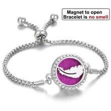 Aromatherapy Bracelet Aromatherapy Diffuser Jewelry Adjustable Chain Crystal Locket Perfume Diffuser Bracelet For Women Men Flower Love Cat Aroma Diffuser Bracelet - Silver - View 24