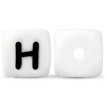 10 pezzi/26 pezzi Perline in silicone da 12 mm con base bianca e lettere nere per realizzare bracciali, portachiavi fai-da-te e per la creazione di gioielli