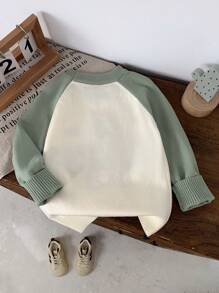Suéter de malha com estampa de letras e ursos da moda para meninos jovens para o início do outono
