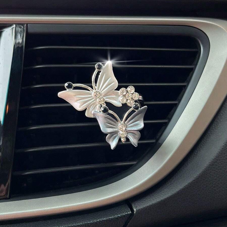 蝴蝶設計汽車出風口裝飾品 - 灰色 - 查看 1