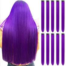 Clip In Hair Extensions 22 Inch 20Pcs/10Pcs Colored Hair Extensions Party Highlights Long Straight Synthetic Hairpieces For Women