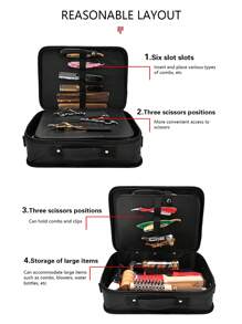 Barber Hairstylist Tool Kit, Multi-Function Storage Box, Scissors Comb Hair Styling Tools Organizer