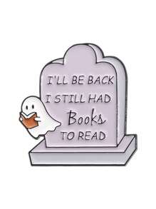 1 cái Trâm cài áo bằng hợp kim hình bia mộ ma hoạt hình màu trắng kinh dị Phụ kiện trang trí kim loại độc đáo - Nhiều màu - Xem 10