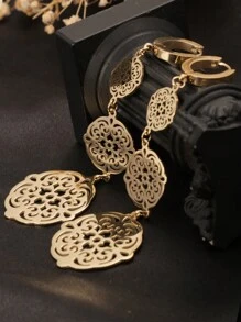 1 对 18K 镀金不锈钢镂空花卉设计吊坠耳环，适合送给妻子或女友，适合女性日常佩戴 - 金黃色 - 查看 5