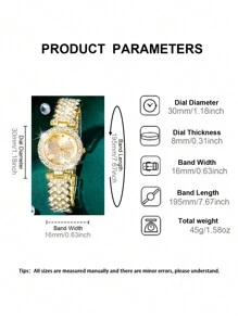 Women's Elegant Watch Set, Quartz Watch With Fully Rhinestone Butterfly Dial, Paired With Fully Rhinestone Bracelet, Gold Watch, Suitable For Daily Wear And Best Holiday Gift (No Gift Box) - Gold - View 4