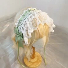 1pc Handmade Sweet Bow Decor Maid Headband, Suitable For Role-Play As Maid Or , Red Halloween Valentine's Day - Multicolor - View 9