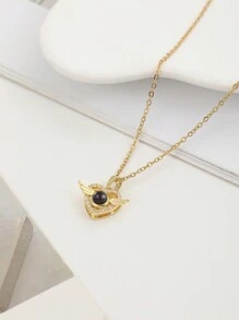 Custom Necklace Luxury Fashion Angel Wings Pendant Necklace "I Love You" In 100 Languages Projection Necklace, Customizable Movie-Like Black & White Photo Engraving, For Girlfriend, Mom, Best Friend, Everyday Wear - Gold - View 5