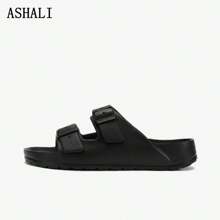 ASHALI Thời trang đen - Dép xăng đan nữ, Dép đi biển chống trượt thoải mái, Giày đi nước ngoài trời Unisex - màu đen - Xem 9