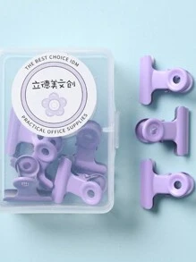 8pcs/Box Stationery Binder Clips, Delicate Ticket Clips, Macaron Color Round Clip, Cute Metal Paper Clips, Colorbox Package Binder Clips, Office Supplies, Organization Tools, Classification Tools - Pink - View 6