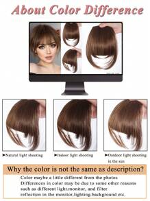 Clip In Bangs Hair Extensions 6 Inch Brown Black And White Hair French Bangs Fake Bangs Hair Clip On Bangs For Women Fringe With Temples Hairpieces Curved Bangs For Daily Wear - Light Brown - View 6