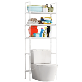 Estante de almacenamiento multifuncional para baño Organizador de baño de 3 estantes sobre el inodoro, ahorra espacio sobre el estante de baño, organizador de almacenamiento de esquina Estante de baño organizador Estante de baño sobre Inodoro De Almacenamiento  3 Niveles para Ahorrar Espacio Estantería De Ducha impermeabilización  para baño, inodoro y balcón, estante de baño (Blanco 155CM)