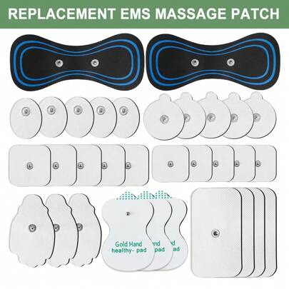 Parches de electrodos de varios tamaños y formas, parches de gel adhesivo de repuesto de 3.5 mm para TENS, parches de estimulador muscular EMS, accesorios de masajeador