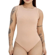 Kit 2 Women's Bodysuit Shaper Tank Top Hollow Out Elegance Bory Moda - 白色+裸色 - 查看 2