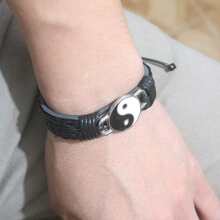 Bracelet Yinyang Bracelet Yin Yang Hippie Friendship Best Friend Luck Adjustable - 黑色 - 查看 5