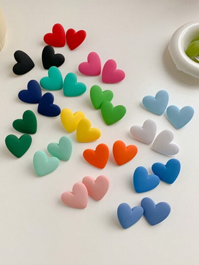 زوج من أقراط دبابيس قلب هندسية كلاسيكية من الاكريليك، للارتداء اليومي العادي