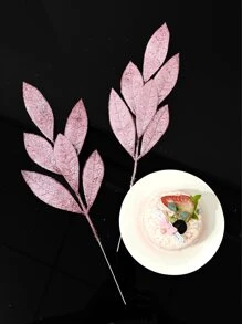 1 件/3 件/6 件/12 件人造闪光植物带叶，可爱的人造花圣诞树装饰饰品，适用于客厅和卧室花瓶插花、婚礼、派对、家居装饰、书桌填充感恩节圣诞节用品、家居装饰、餐桌装饰、圣诞装饰圣诞装饰房间装饰 - 粉色 - 查看 6