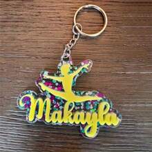 1pc- Custom Pink Acrylic Name Keychain, Back To School Bag Tag,3D ID Double Layer Backbag Personalized Letter Keyring, Cute Charm With Golden/Silvery/Rose Golden Hardware, Ideal For Back-To-School Gift As Halloween And Christmas