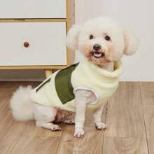 1pc Beige Fleece Lambswool Zipper Pocket Patchwork Pet Jacket Suitable For Cats/Small Dogs Autumn Winter Outdoor Warm Coat - Beige - View 2