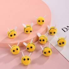 10 piezas Lindos pompones esponjosos en forma de abeja de peluche, accesorios para mochilas, animales de peluche hechos a mano para manualidades, decoración de jardín y adornos navideños