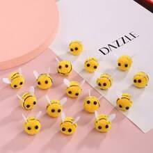 10 piezas Lindos pompones esponjosos en forma de abeja de peluche, accesorios para mochilas, animales de peluche hechos a mano para manualidades, decoración de jardín y adornos navideños