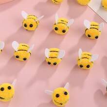 10 piezas Lindos pompones esponjosos en forma de abeja de peluche, accesorios para mochilas, animales de peluche hechos a mano para manualidades, decoración de jardín y adornos navideños