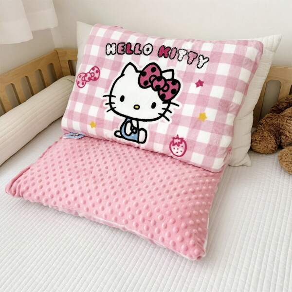 Sanrio 1 szt. Uroczy, wygodny, kreskówkowy wkład do poduszki, zagęszczony, mleczny aksamit, dwustronny, bąbelkowy, aksamitny wzór w kropki, z wewnętrznym rdzeniem, miękki, przyjazny dla skóry, wygodny, odpowiedni do drzemek, sypialni, gości, sofy, wystroju domu, na wszystkie pory roku