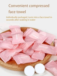 50 pièces Serviette de visage comprimée à usage unique, lingettes démaquillantes portatives pour le voyage