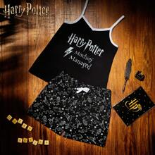 Harry Potter Short Pyjama Set 2 Piece Breathable Nightwear Loungewear - Black - View 6