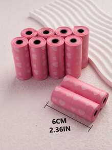 75pcs/150pcs Pet Themed Heart Print Waste Bags, 5rolls/10rolls Cat Dog Portable Poop Bag Dispenser, 15pcs/Roll Disposable Cleaning Bags - Multicolor - View 13