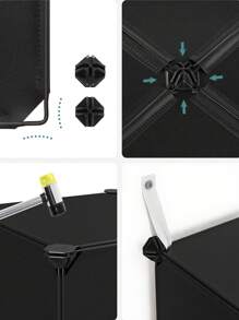 SONGMICS Armario Modular, Zapatero con 16 Cubos, 31 x 123 x 123 cm, Estante de Plástico PP, Negro - Negro - Ver 4