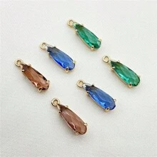 2/4/5/6/10pcs Metal Tin Plating Glass Teardrop Pendant, Chinese Style Hair Accessory, Tassel, Earrings, Headdress DIY Jewelry Findings